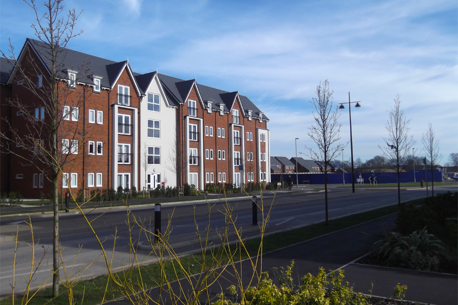 bespoke residential development, build apartments, terrace, red brick, under construction, Warrington, architects