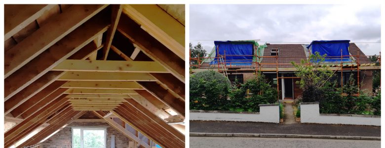 Exposed roof timbers