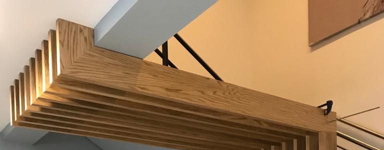 office reception redesign, timber slatted screen