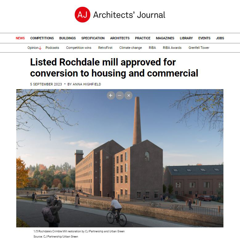 cover page of an architects journal article about planning permission granted for a grade 2 listed building
