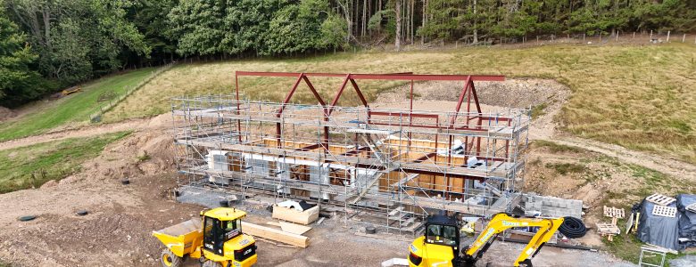 aerial view of cb3 design ecohouse onsite