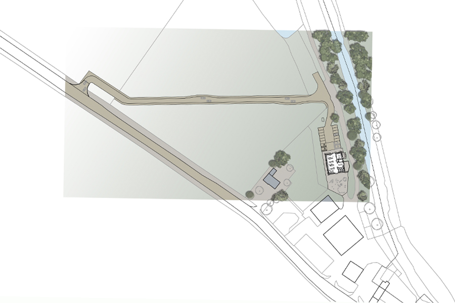 coloured plan of scottish borders farmshop site showing new access road